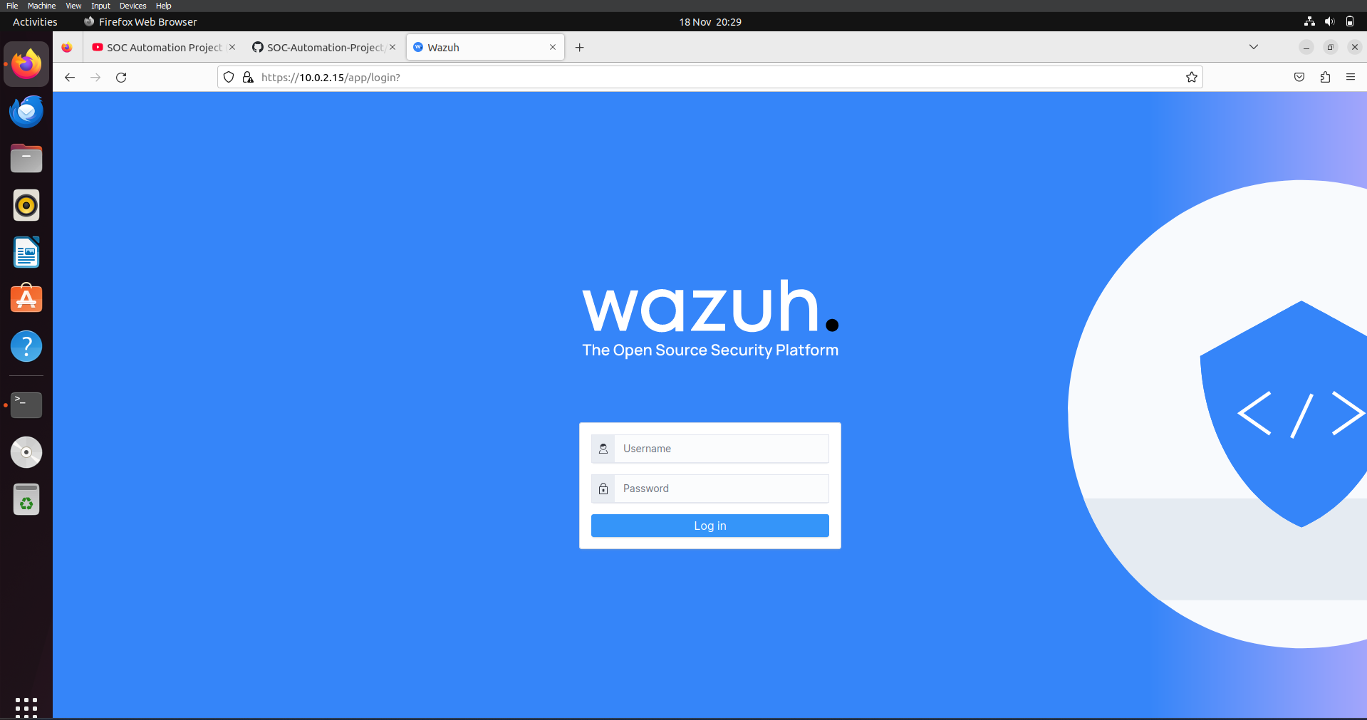 Wazuh Dashboard Login Page